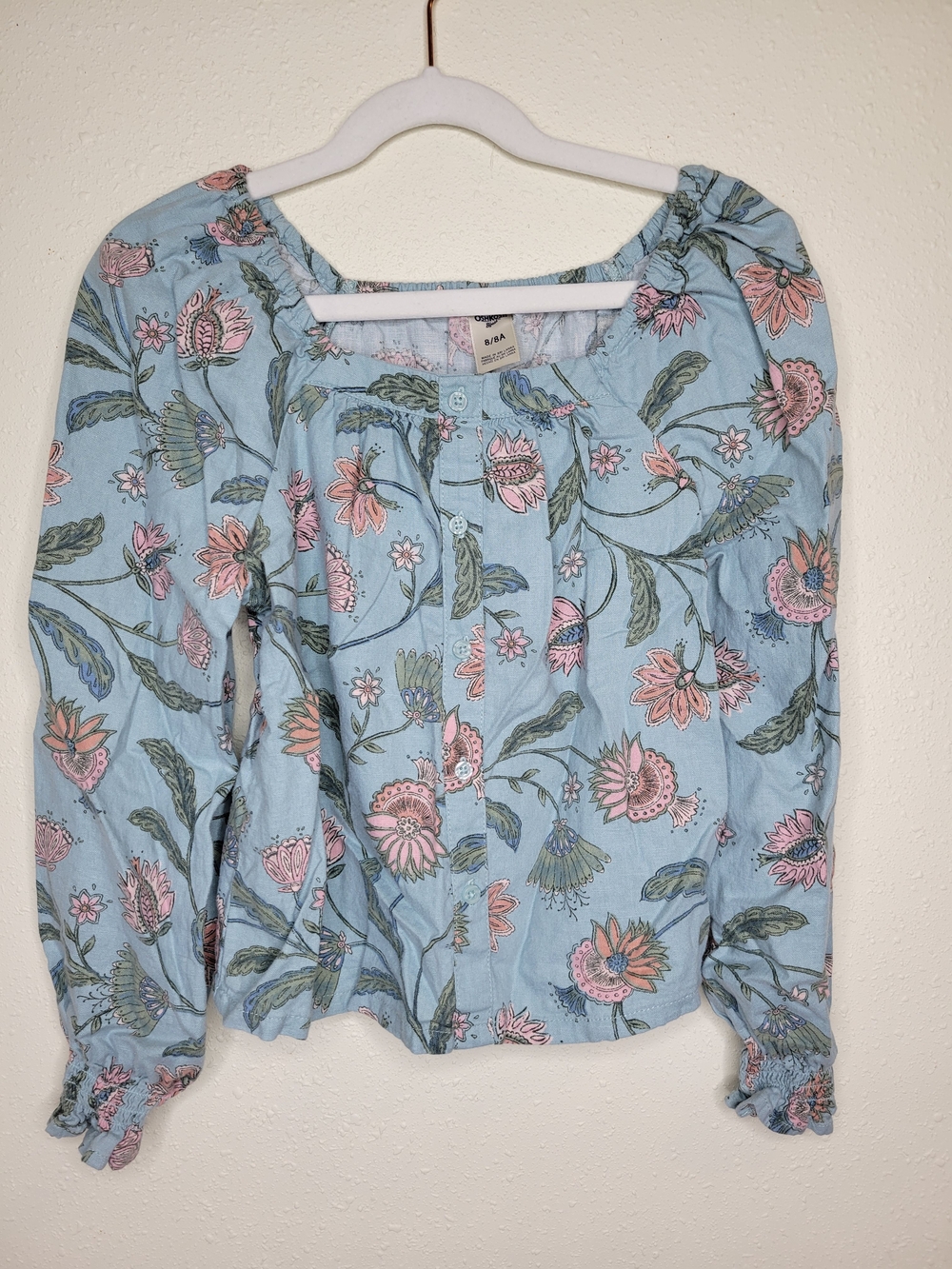 OshKosh B'gosh Light Blue Floral Peasant Top